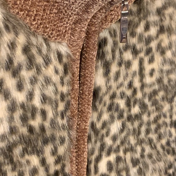 Vtg L Chenille Animal Print Faux Fur Sweater Jacket - Picture 4 of 12